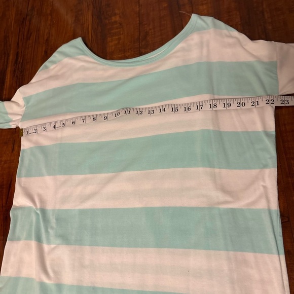 Garnet Hill Top Women’s Aqua Blue Stripe Layered Scoop Neck Beachy Boho size xs - Picture 11 of 15